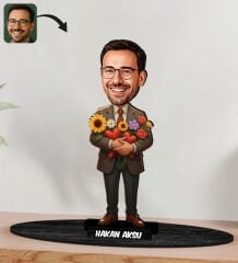 BK Gift Kişiye Özel Erkek Öğretmen Tasarımlı Karikatür Biblo -14, Öğretmene Hediye, Öğretmenler Günü Hediyesi