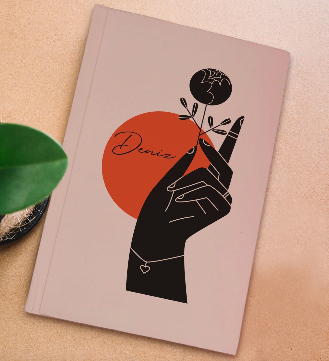 BK Gift Kişiye Özel İsimli Sert Kapaklı Pudra Pembesi Lastikli Defter , Arkadaşa Hediye, Yeni İş Hediyesi, Doğum Günü Hediyesi-3