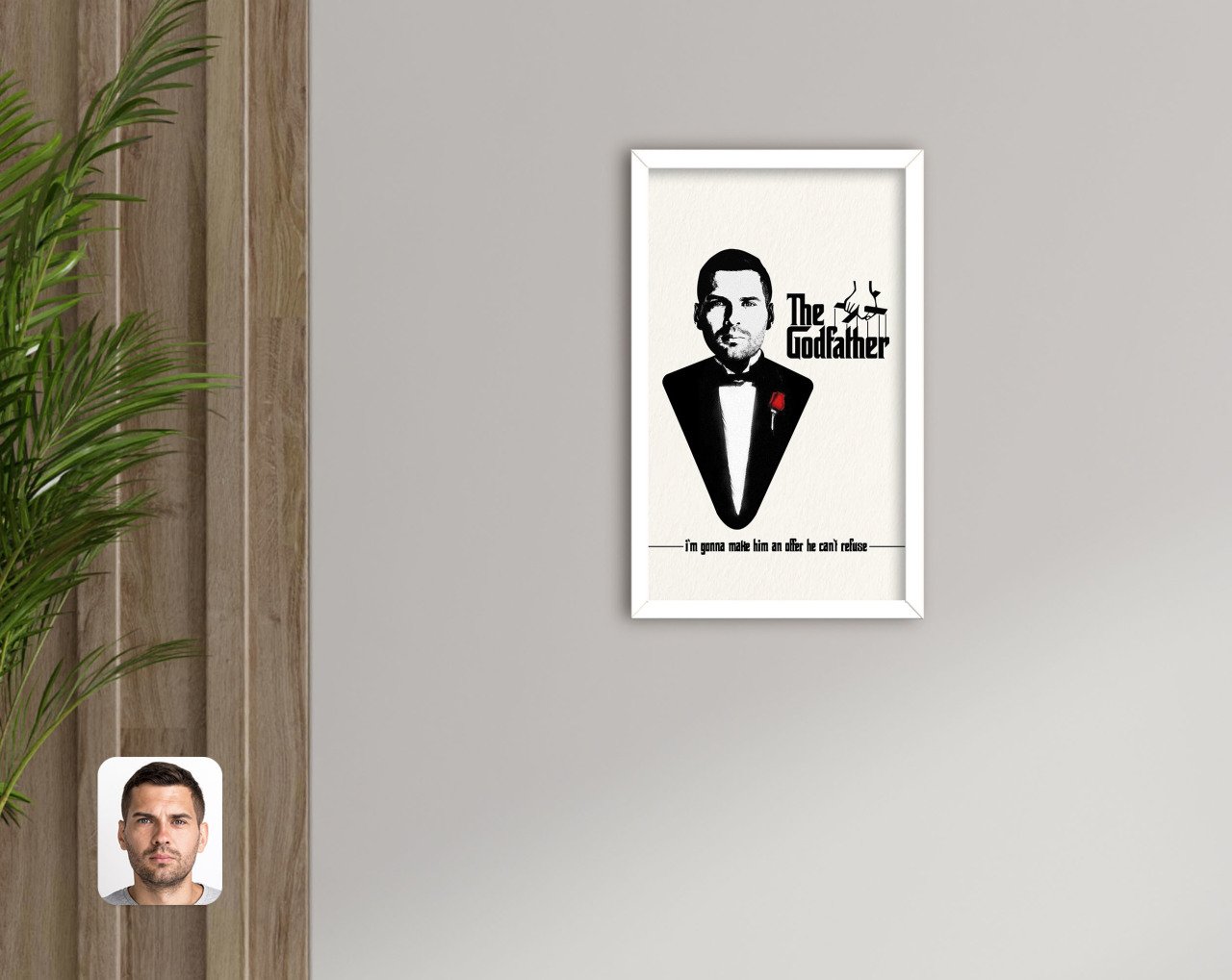 Kişiye Özel Godfather Baba Tasarımlı Dekoratif Ahşap Beyaz Çerçeveli Tablo-8