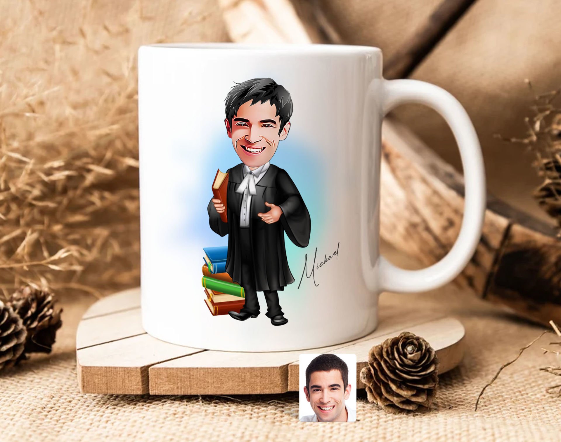 Bk Gift Kişiye Özel Erkek Avukat Karikatürlü Beyaz Kupa Bardak-1, Sevgiliye Hediye, Arkadaşa Hediye