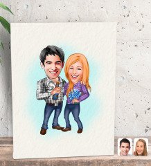 Kişiye Özel Sevgililer Karikatürlü Dekoratif Mini Kanvas Tablo 15x20cm-50