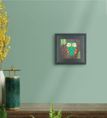 BK Gift Baykuş Tasarımlı Ahşap Çerçeveli Taş Duvar Dekoru-3