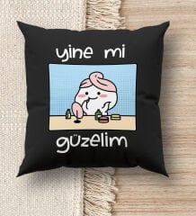 BK Gift Esprili Premium Kumaş Siyah Kırlent Yastık, Ev Hediyesi, Ev Dekorasyonu, Dekoratif Hediye-6