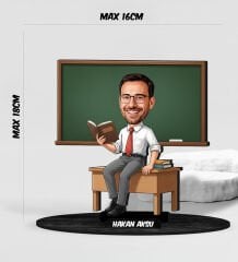 BK Gift Kişiye Özel Erkek Öğretmen Tasarımlı Karikatür Biblo -16, Öğretmene Hediye, Öğretmenler Günü Hediyesi
