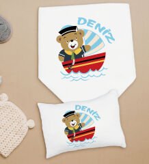 BK Kids Kişiye Özel İsimli Bebek Battaniye ve Yastık Hediye Seti, Yeni Doğan Bebek Hediyesi, Bebek Uyku Seti-1