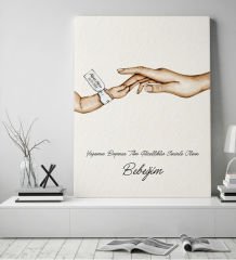 BK Gift Kişiye Özel El Ele Tutuşan Anne-Çocuk Tasarımlı Renkli Kanvas Tablo-1 50x70, Anneye Hediye, Yeni Doğum Hediyesi