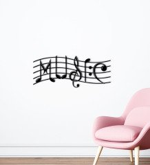 BK Home Müzik Notaları Tasarımlı Ahşap Duvar Süsü-5