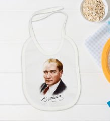 BK Kids Atatürk Temalı Beyaz Bebek Body Zıbın ve Mama Önlüğü Hediye Seti-12