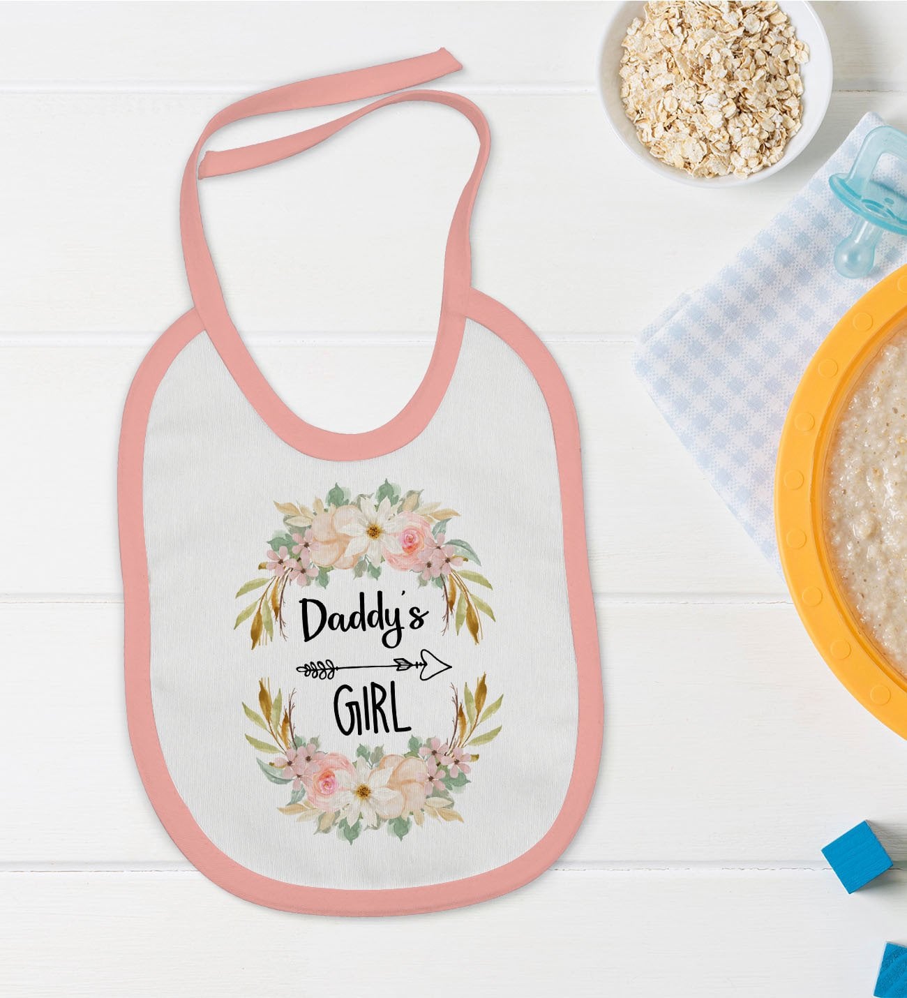 BK Kids Daddy's Girl Tasarımlı Pembe Bebek Mama Önlüğü