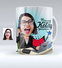 Kişiye Özel Bayan CEO Karikatürlü Beyaz Kupa Bardak - 1