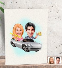Kişiye Özel Sevgililer Karikatürlü Dekoratif Mini Kanvas Tablo 15x20cm-53