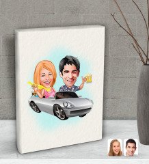 Kişiye Özel Sevgililer Karikatürlü Dekoratif Mini Kanvas Tablo 15x20cm-53