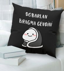 BK Gift Esprili Premium Kumaş Siyah Kırlent Yastık, Ev Hediyesi, Ev Dekorasyonu, Dekoratif Hediye-9
