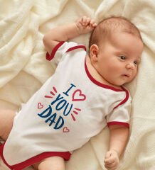 BK Kids I Love You Dad Tasarımlı Kırmızı Bebek Body Zıbın-2