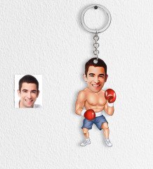 Kişiye Özel Bay Boksör Karikatür Anahtarlık - 1