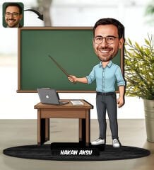 BK Gift Kişiye Özel Erkek Öğretmen Tasarımlı Karikatür Biblo -19, Öğretmene Hediye, Öğretmenler Günü Hediyesi