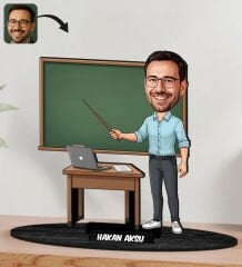 BK Gift Kişiye Özel Erkek Öğretmen Tasarımlı Karikatür Biblo -19, Öğretmene Hediye, Öğretmenler Günü Hediyesi