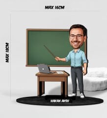 BK Gift Kişiye Özel Erkek Öğretmen Tasarımlı Karikatür Biblo -19, Öğretmene Hediye, Öğretmenler Günü Hediyesi