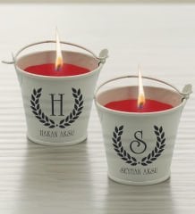 BK Gift Sevgililere Özel Baş Harfli İsimli 2’li Mini Metal Kovada Kokulu Mum-5, Sevgiliye Hediye, Sevgililer Günü