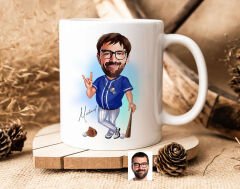 Bk Gift Kişiye Özel Erkek Beyzbol Karikatürlü Beyaz Kupa Bardak-17, Sevgiliye Hediye, Arkadaşa Hediye