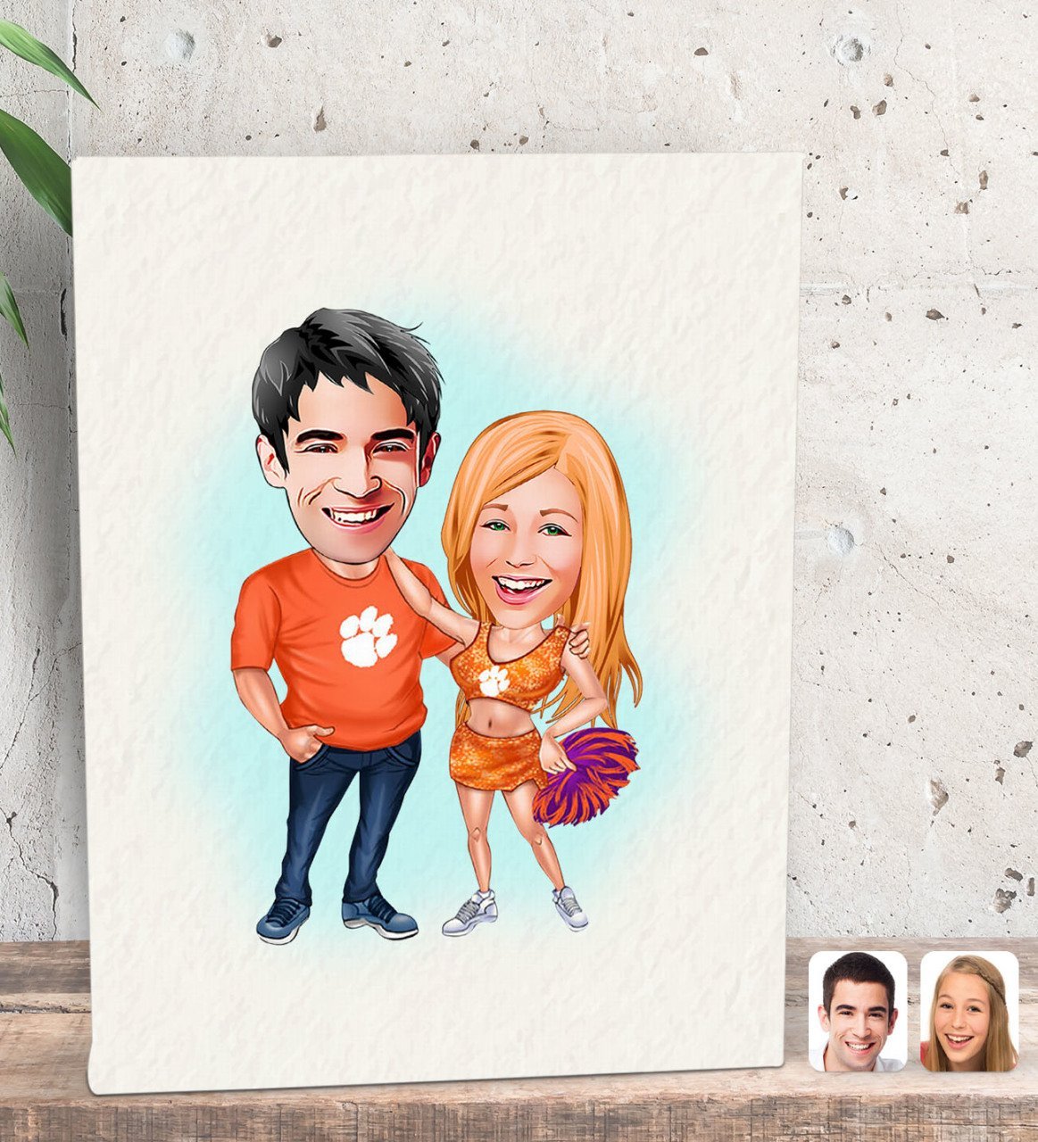 Kişiye Özel Sevgililer Karikatürlü Dekoratif Mini Kanvas Tablo 15x20cm-54