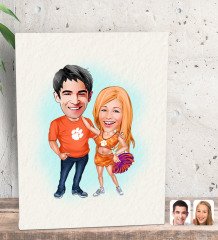 Kişiye Özel Sevgililer Karikatürlü Dekoratif Mini Kanvas Tablo 15x20cm-54