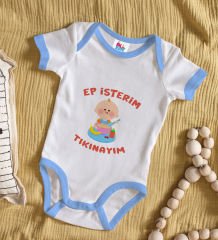 BK Kids Ep İsterim Tasarımlı Mavi Bebek Body Zıbın-5