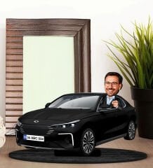 BK Gift Kişiye Özel Erkek Oltu Renk Togg Karikatür Biblo -2, Arkadaşa Hediye, Araba Hediyesi