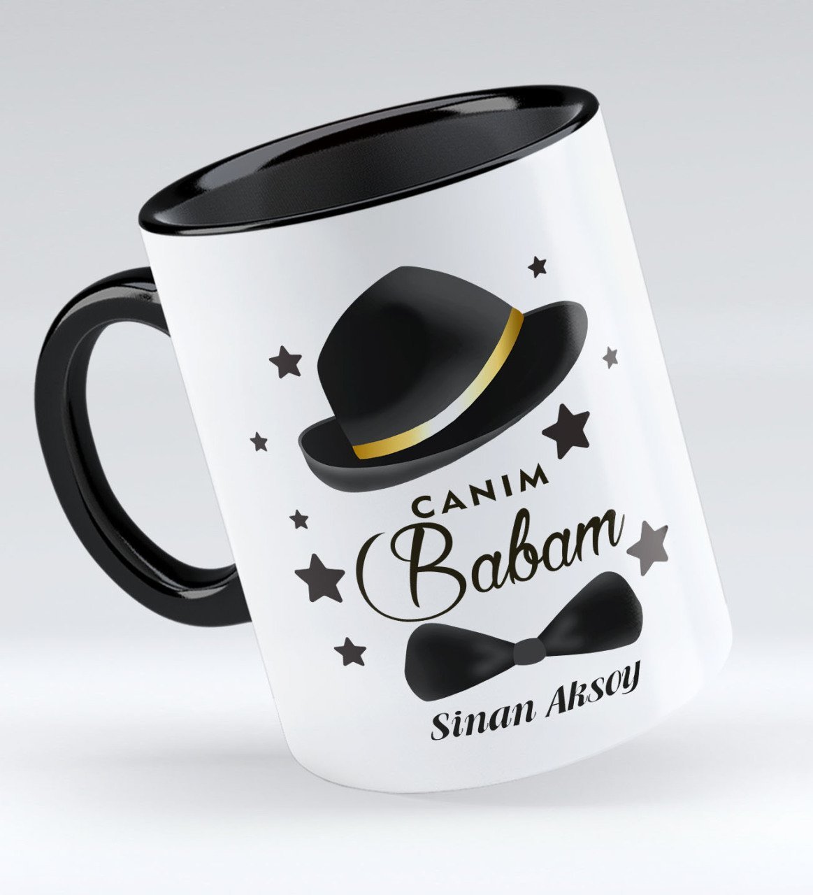 Kişiye Özel Canım Babam Tasarımlı Siyah Kupa Bardak - Model 3