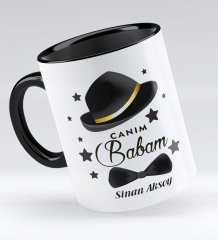 Kişiye Özel Canım Babam Tasarımlı Siyah Kupa Bardak - Model 3
