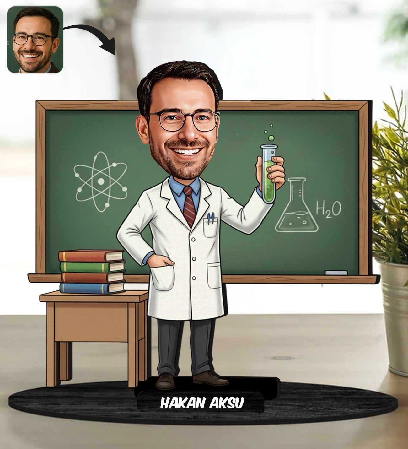 BK Gift Kişiye Özel Erkek Öğretmen Tasarımlı Karikatür Biblo -21, Öğretmene Hediye, Öğretmenler Günü Hediyesi