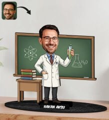 BK Gift Kişiye Özel Erkek Öğretmen Tasarımlı Karikatür Biblo -21, Öğretmene Hediye, Öğretmenler Günü Hediyesi