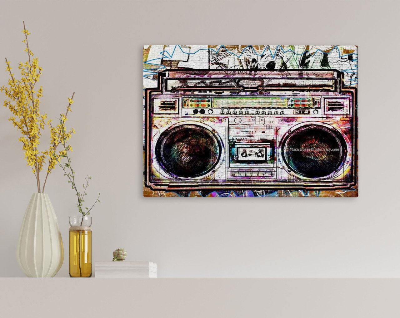 BK Home Retro Boombox Tasarımlı Kanvas Tablo 50x70cm-1