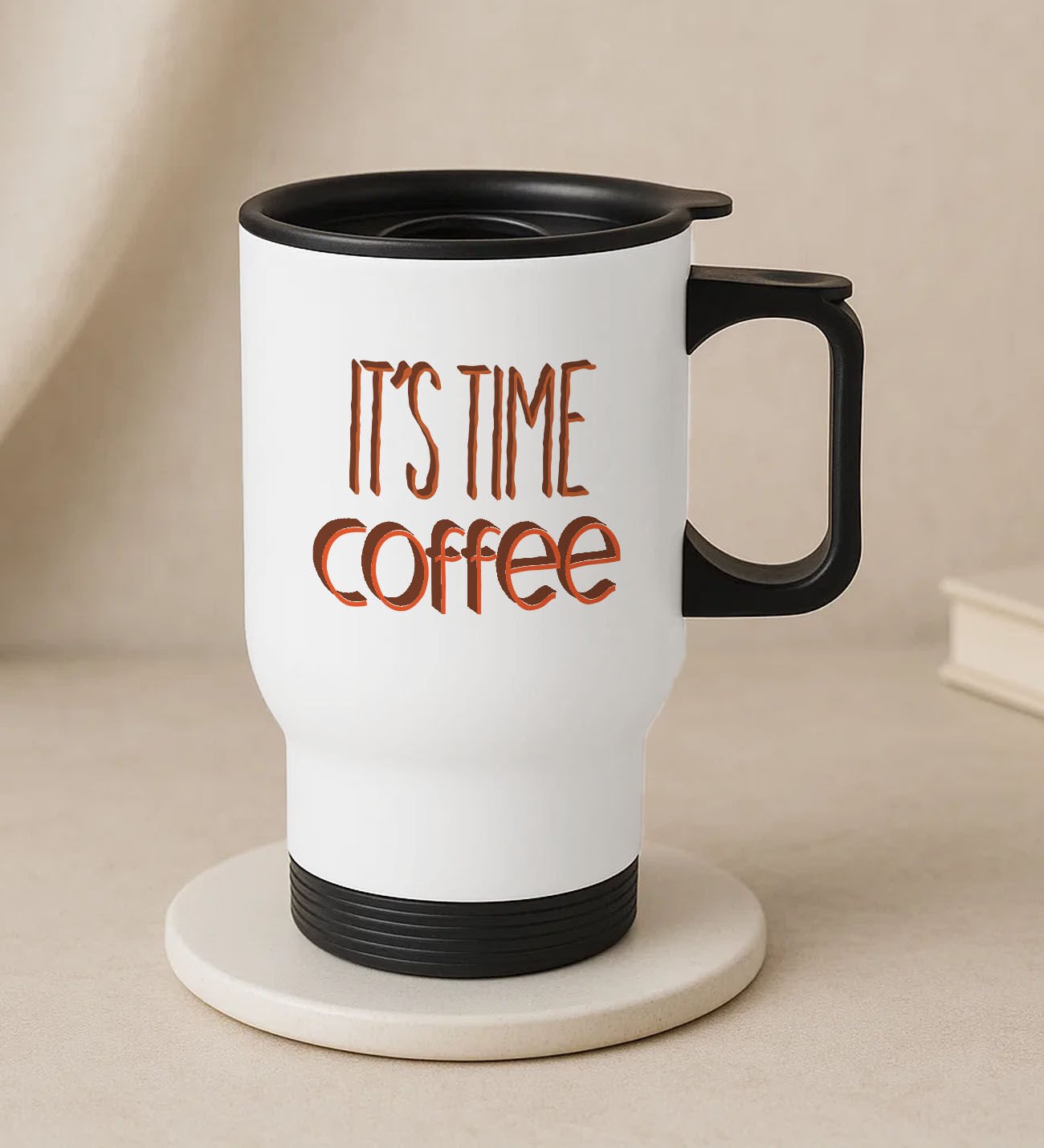 BK Gift Coffee Tasarımlı Kulplu Beyaz Çelik Bardak Termos Mug 450ml-1, Sevgiliye Hediye, Arkadaşa Hediye, Eşe Hediye