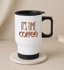 BK Gift Coffee Tasarımlı Kulplu Beyaz Çelik Bardak Termos Mug 450ml-1, Sevgiliye Hediye, Arkadaşa Hediye, Eşe Hediye