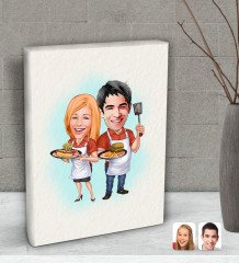 Kişiye Özel Sevgililer Karikatürlü Dekoratif Mini Kanvas Tablo 15x20cm-57