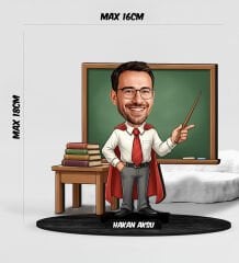 BK Gift Kişiye Özel Erkek Öğretmen Tasarımlı Karikatür Biblo -23, Öğretmene Hediye, Öğretmenler Günü Hediyesi