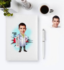 Kişiye Özel Bay Göz Doktoru Karikatür 2023 Deri Ajanda & Kalem Hediye Seti - 1