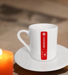 Kişiye Özel Kırmızı Spotify Barkodlu Kahve Fincanı-1