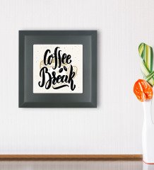 BK Gift Coffee Break Tasarımlı Ahşap Çerçeveli Taş Duvar Dekoru-1