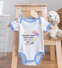 BK Kids Kişiye Özel Anneannem Tasarımlı Mavi Bebek Body Zıbın ve Mama Önlüğü Hediye Seti