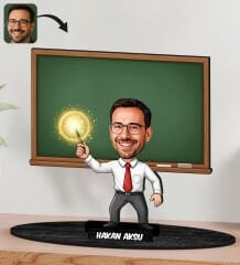 BK Gift Kişiye Özel Erkek Öğretmen Tasarımlı Karikatür Biblo -24, Öğretmene Hediye, Öğretmenler Günü Hediyesi