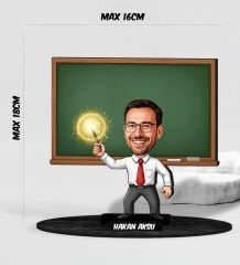 BK Gift Kişiye Özel Erkek Öğretmen Tasarımlı Karikatür Biblo -24, Öğretmene Hediye, Öğretmenler Günü Hediyesi