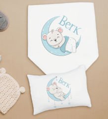 BK Kids Kişiye Özel İsimli Bebek Battaniye ve Yastık Hediye Seti, Yeni Doğan Bebek Hediyesi, Bebek Uyku Seti-9