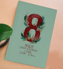 BK Gift 8 Mart Tasarımlı Yeşil Sert Kapaklı Defter ve Middle Kupa Seti, Arkadaşa Hediye, Yeni İş Hediyesi, Doğum Günü Hediyesi-5