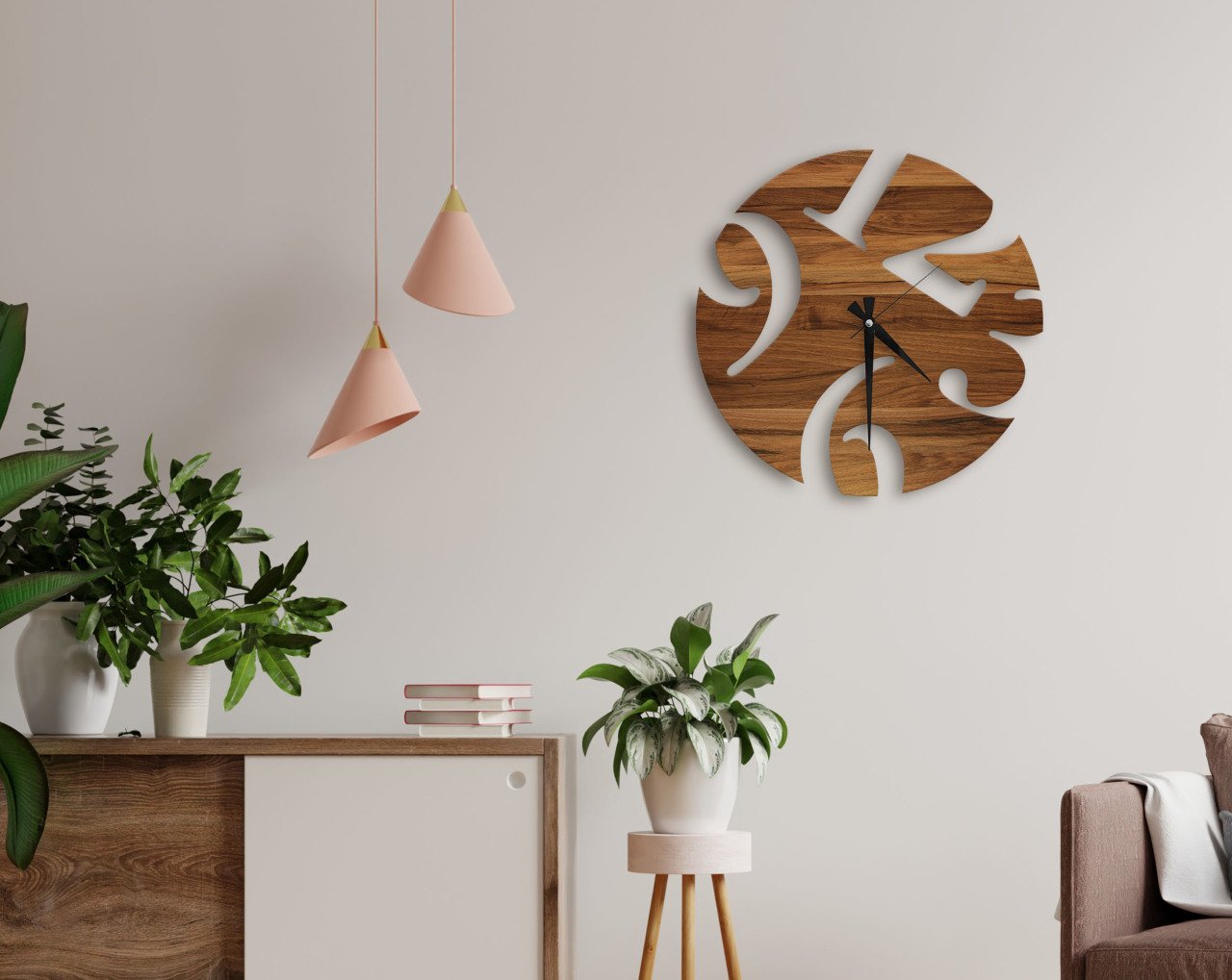 BK Home Dekoratif 45cm Ahşap Duvar Saati-37