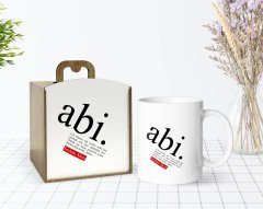 Kişiye Özel Ahşap Kutuda Abi Anlamı Tasarımlı Beyaz Kupa Bardak-1