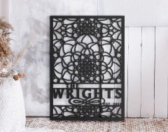 BK Gift Kişiye Özel Lazer Kesim Ahşap Aile Adı Tabela Çerçevesi(A3), Özel Lazer Kesim Ahşap Tablo, Ev Dekorasyonu, Ev Hediyesi-3