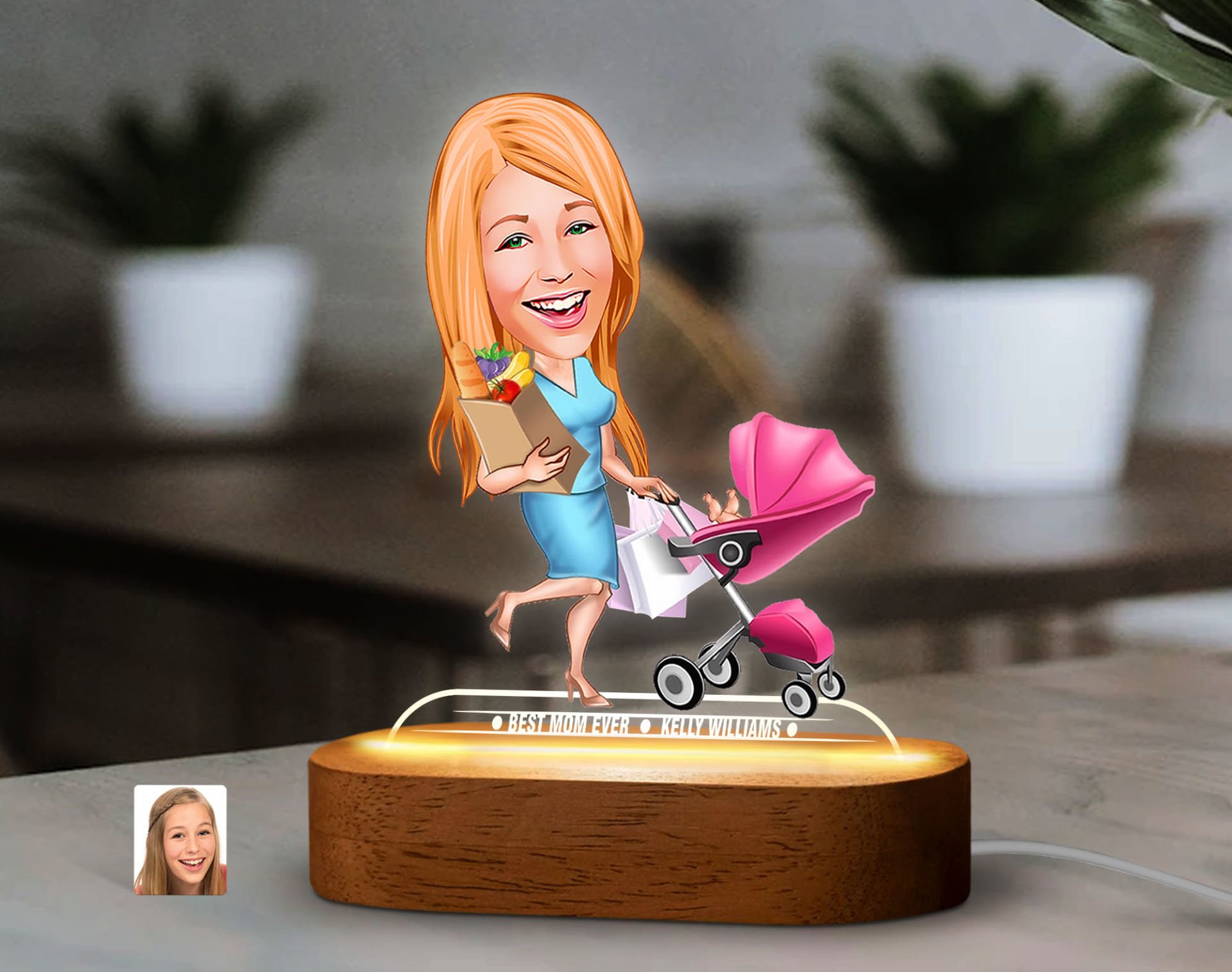 BK Gift Kişiye Özel Kadın Karikatürlü Dekoratif 3D Biblo LED Işıklı Gece Lambası-5, Sevgiliye Hediye, Arkadaşa Hediye, Doğum Günü Hediyesi
