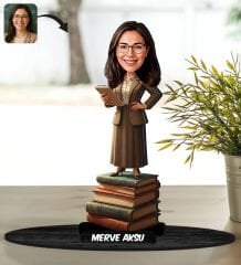 BK Gift Kişiye Özel Kadın Öğretmen Tasarımlı Karikatür Biblo -3, Öğretmene Hediye, Öğretmenler Günü Hediyesi